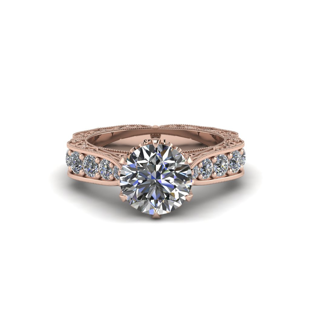 Diamond Victorian Scroll Engagement Ring - Kehlani No. 2