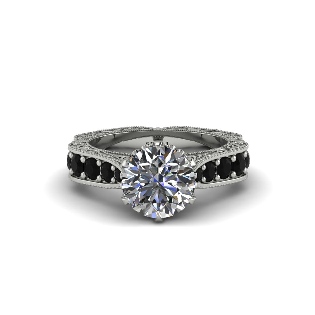 Diamond Victorian Scroll Engagement Ring - Kehlani No. 33
