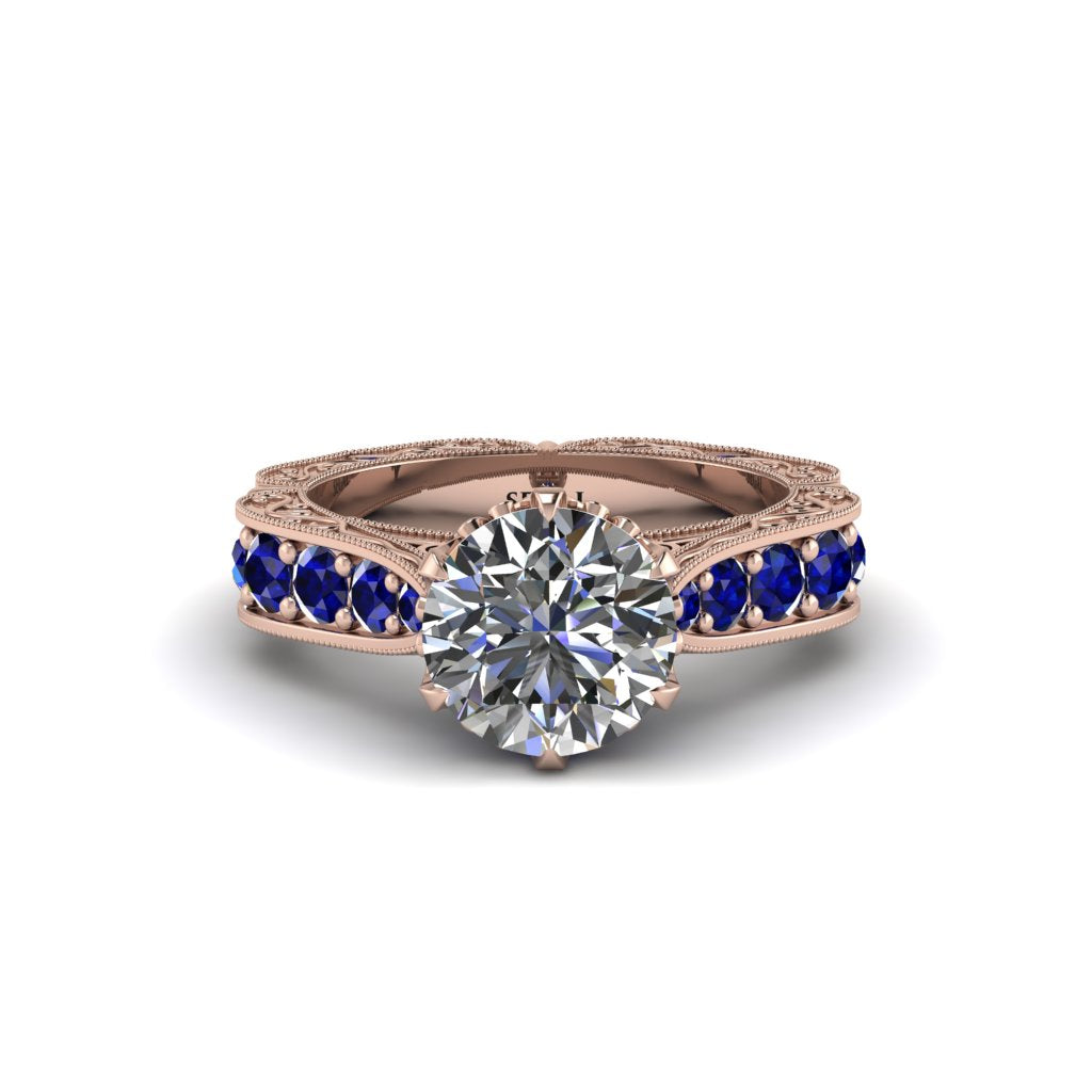 Diamond Victorian Scroll Engagement Ring - Kehlani No. 62