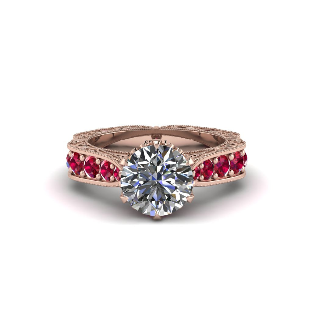 Diamond Victorian Scroll Engagement Ring - Kehlani No. 47