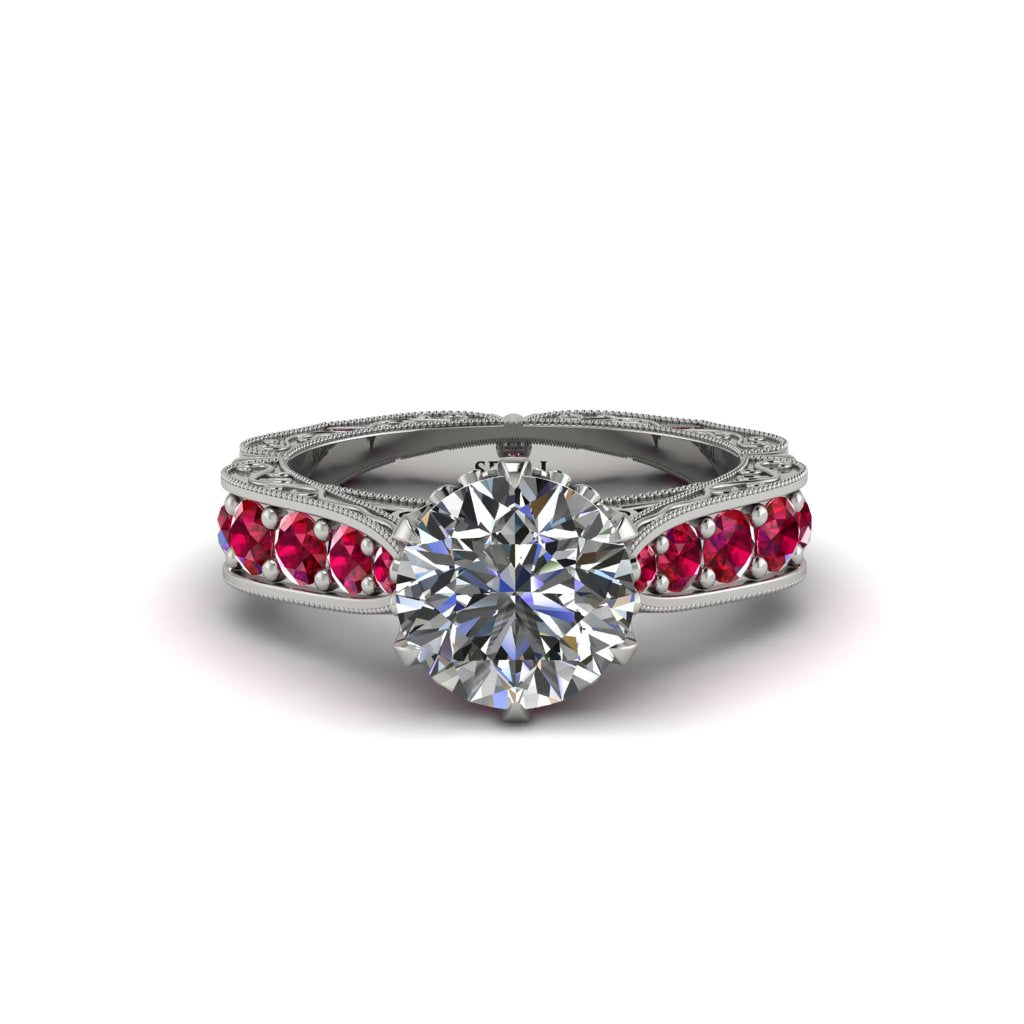 Diamond Victorian Scroll Engagement Ring - Kehlani No. 48