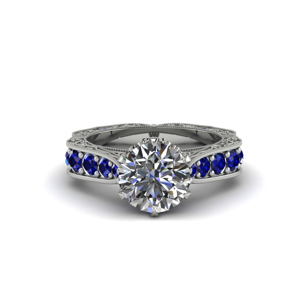 Diamond Victorian Scroll Engagement Ring - Kehlani No. 63