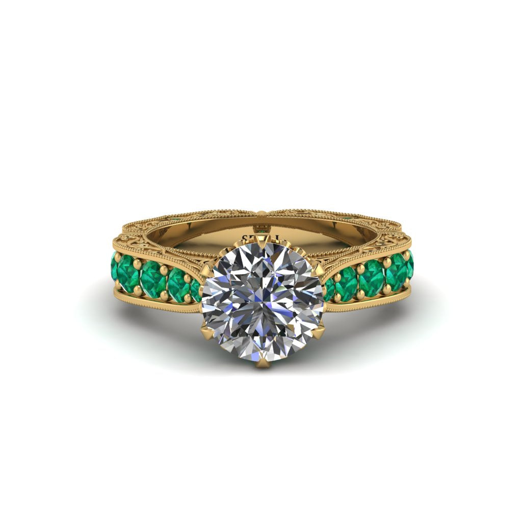 Diamond Victorian Scroll Engagement Ring - Kehlani No. 16