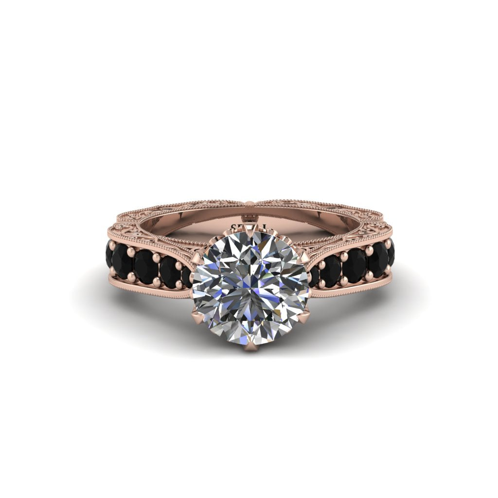 Diamond Victorian Scroll Engagement Ring - Kehlani No. 32