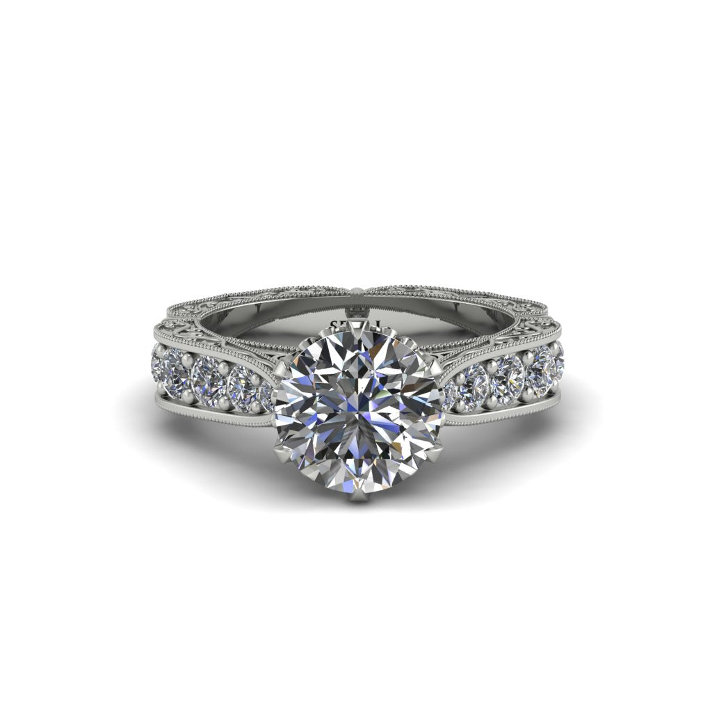 Diamond Victorian Scroll Engagement Ring - Kehlani No. 3