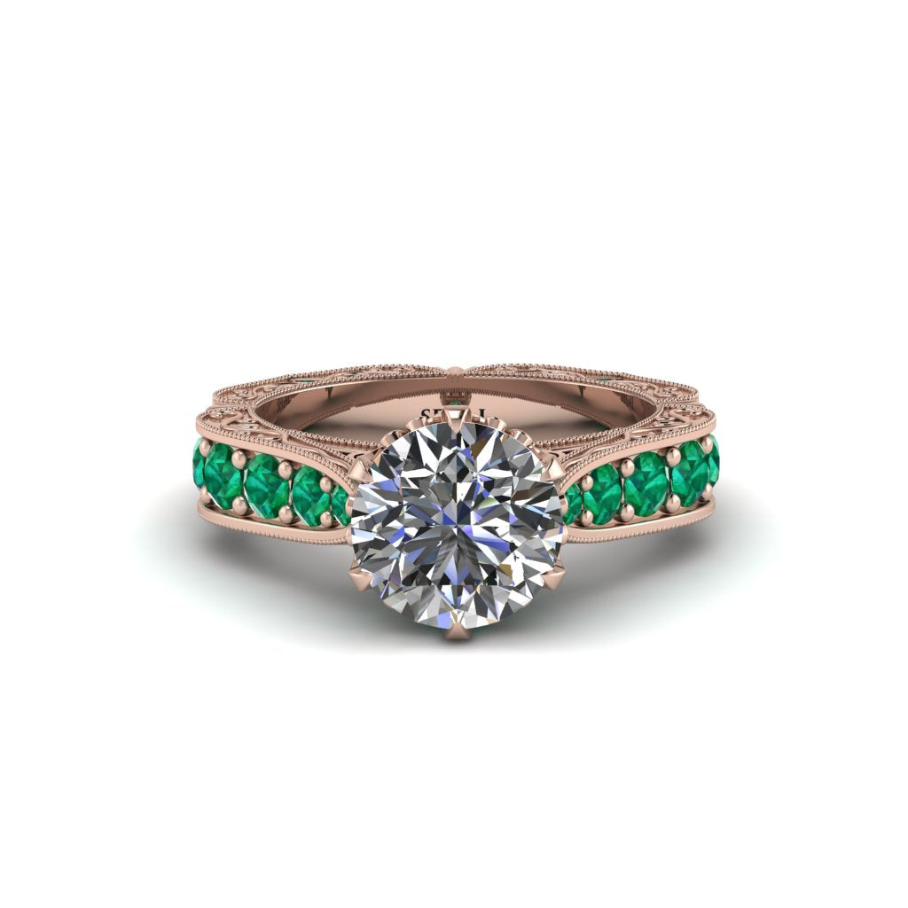 Diamond Victorian Scroll Engagement Ring - Kehlani No. 17