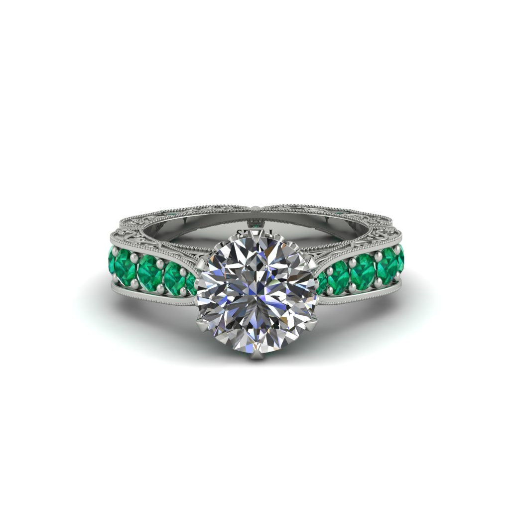 Diamond Victorian Scroll Engagement Ring - Kehlani No. 18