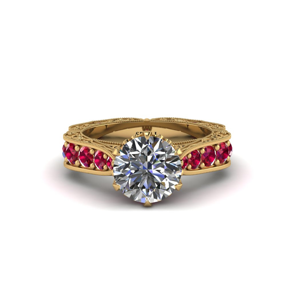 Diamond Victorian Scroll Engagement Ring - Kehlani No. 46