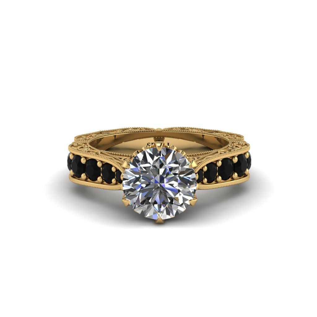 Diamond Victorian Scroll Engagement Ring - Kehlani No. 31