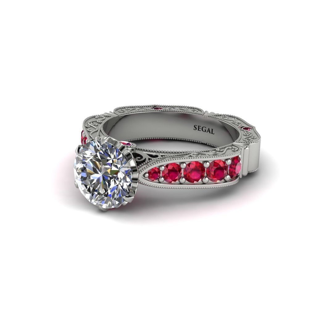 Diamond Victorian Scroll Engagement Ring - Kehlani No. 48