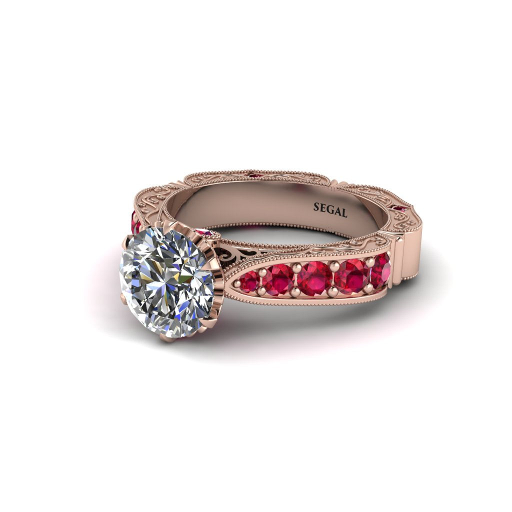 Diamond Victorian Scroll Engagement Ring - Kehlani No. 47