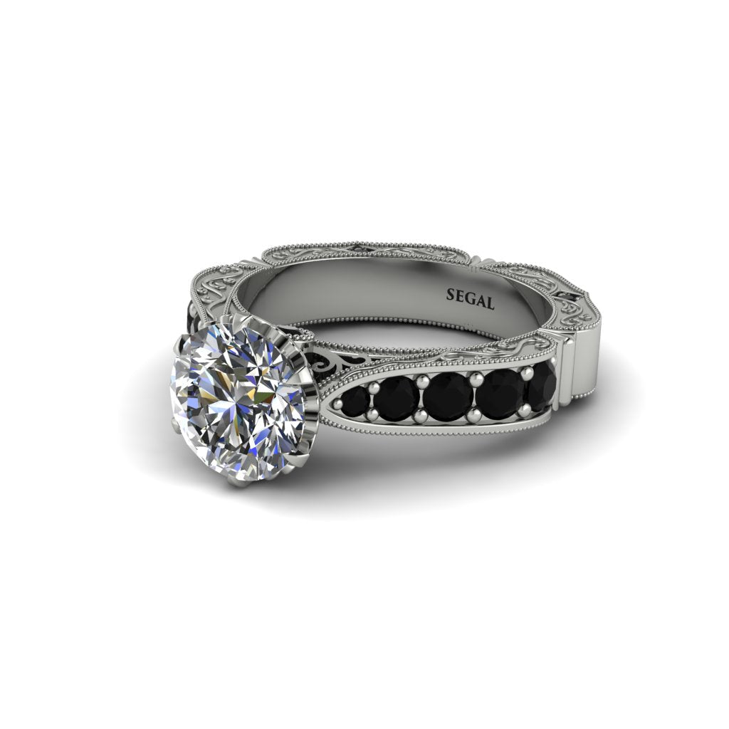 Diamond Victorian Scroll Engagement Ring - Kehlani No. 33