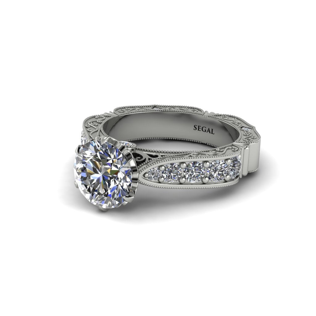 Diamond Victorian Scroll Engagement Ring - Kehlani No. 3