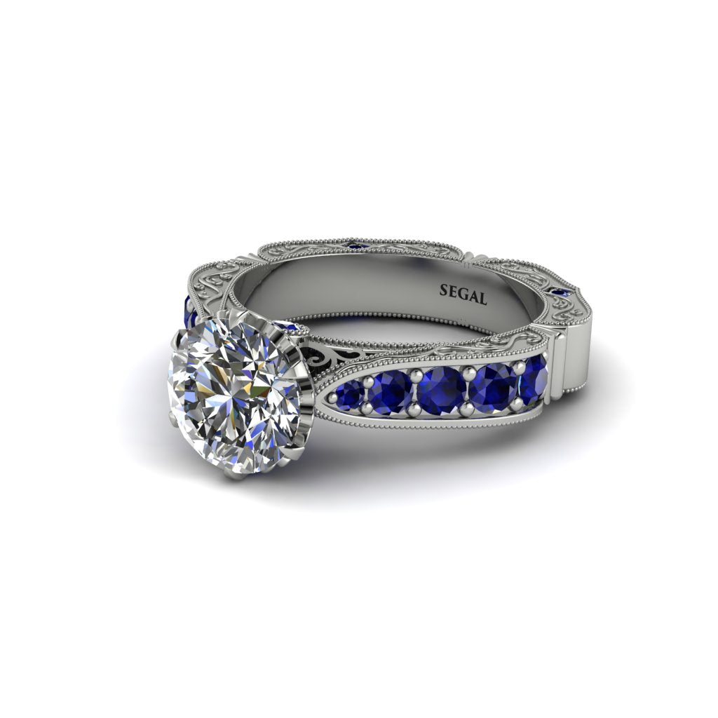 Diamond Victorian Scroll Engagement Ring - Kehlani No. 63