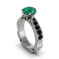 Emerald Victorian Scroll Engagement Ring - Kehlani No. 36 image 1