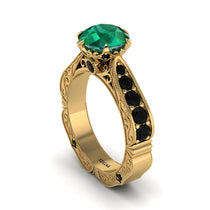 Emerald Victorian Scroll Engagement Ring - Kehlani No. 34 image 1