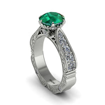 Emerald Victorian Scroll Engagement Ring - Kehlani No. 6 image 1