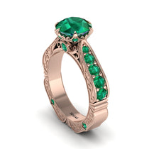 Emerald Victorian Scroll Engagement Ring - Kehlani No. 20 image 1