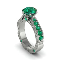Emerald Victorian Scroll Engagement Ring - Kehlani No. 21 image 1