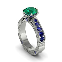 Emerald Victorian Scroll Engagement Ring - Kehlani No. 66 image 1