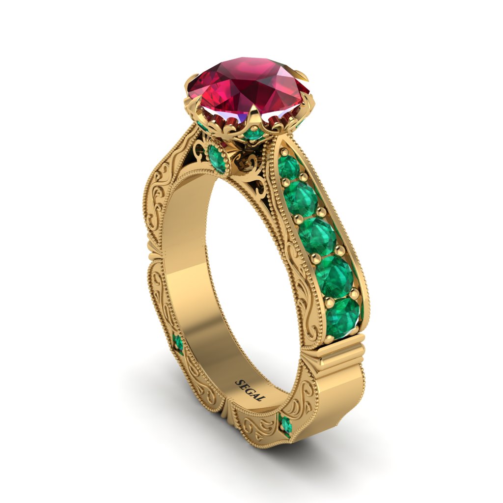 Ruby Victorian Scroll Engagement Ring - Kehlani No. 25