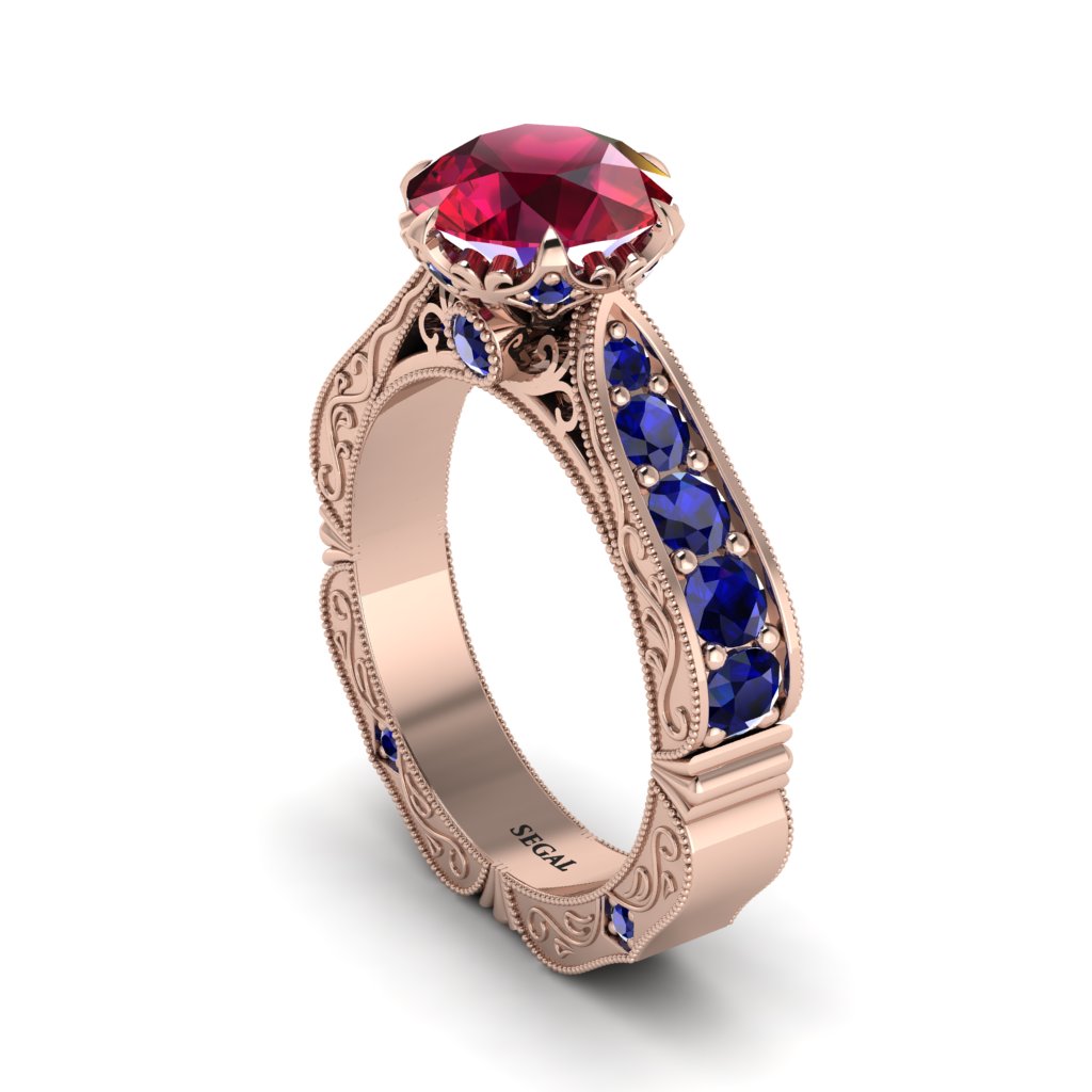 Ruby Victorian Scroll Engagement Ring - Kehlani No. 71