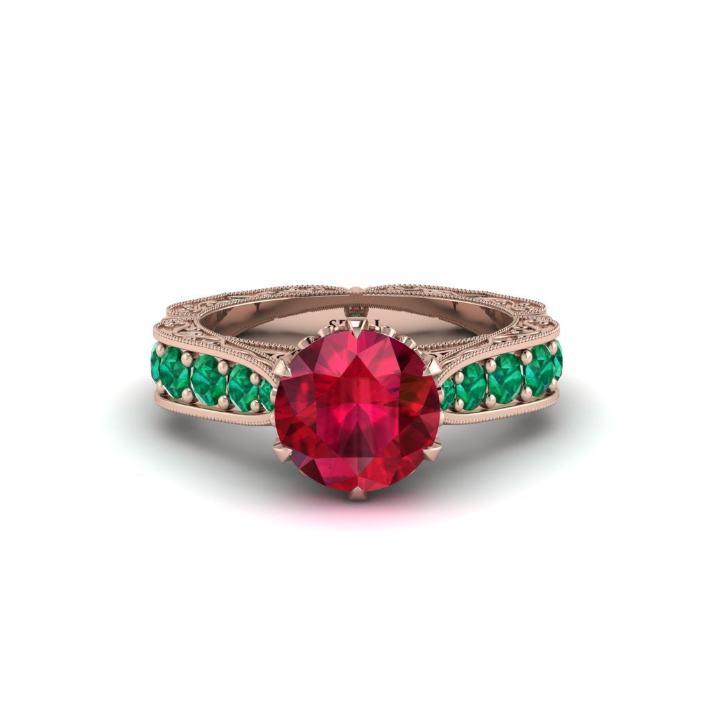 Ruby Victorian Scroll Engagement Ring - Kehlani No. 26