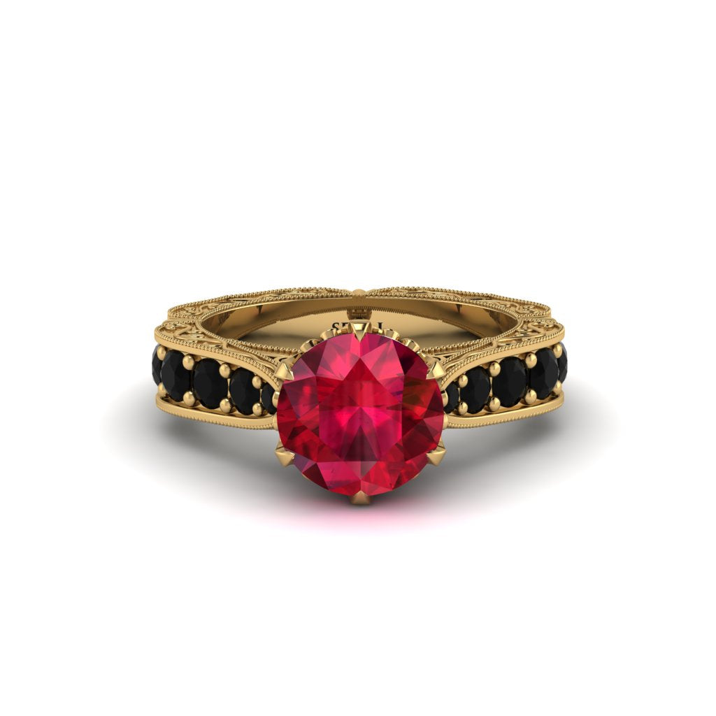 Ruby Victorian Scroll Engagement Ring - Kehlani No. 40