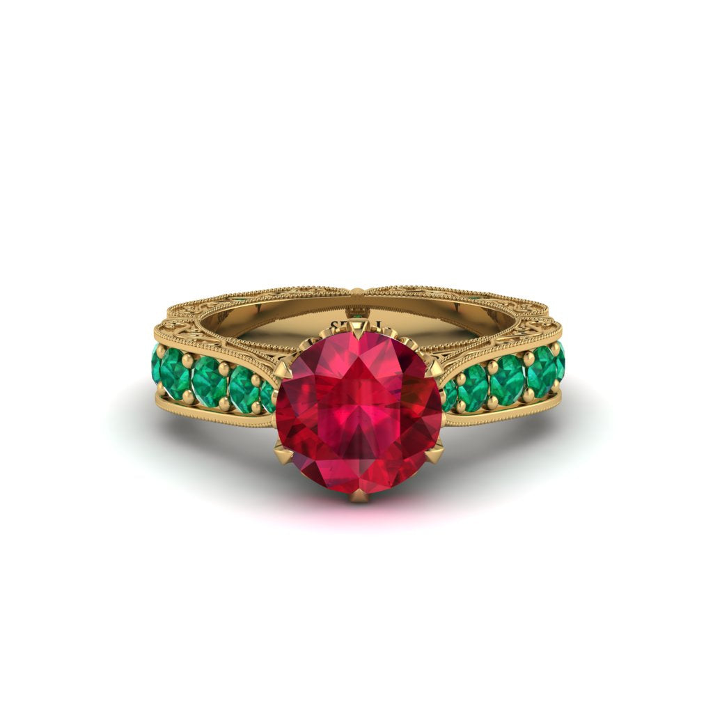 Ruby Victorian Scroll Engagement Ring - Kehlani No. 25