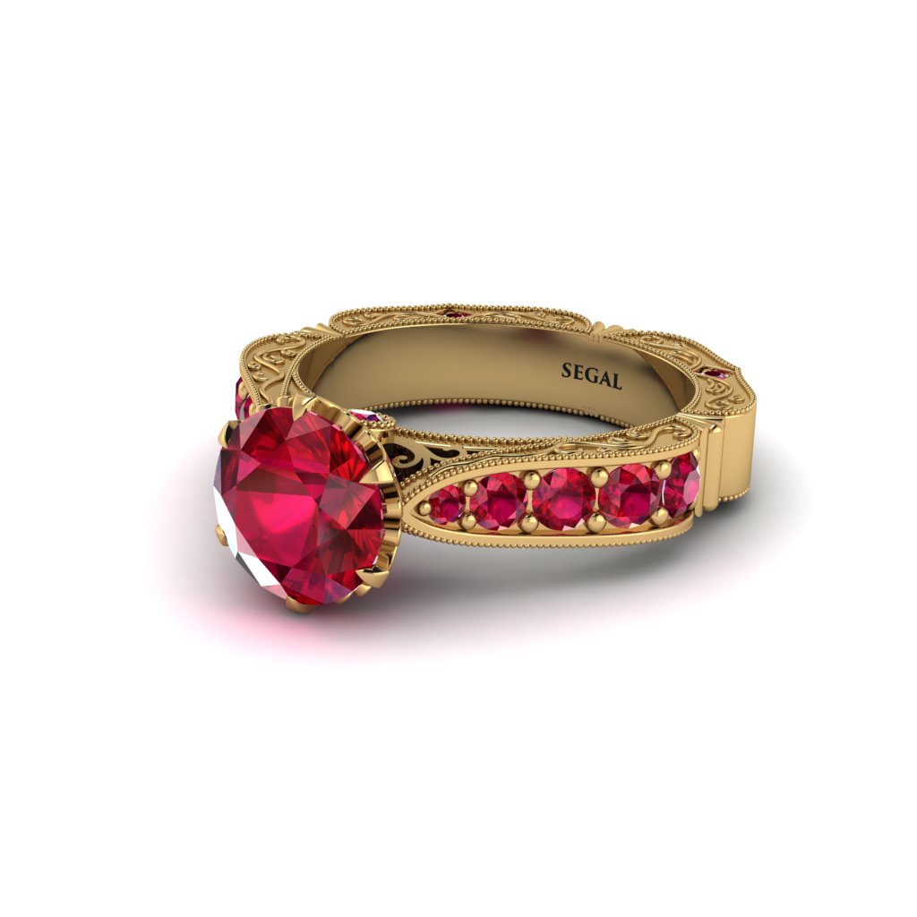 Ruby Victorian Scroll Engagement Ring - Kehlani No. 55