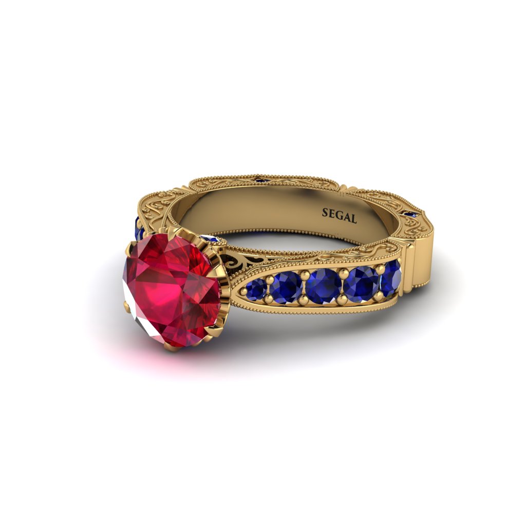 Ruby Victorian Scroll Engagement Ring - Kehlani No. 70