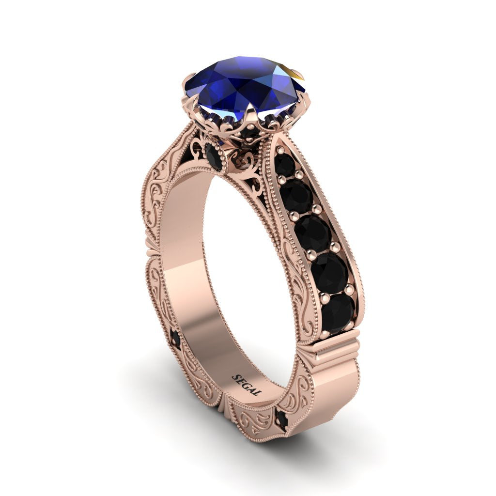 Sapphire Victorian Scroll Engagement Ring - Kehlani No. 44