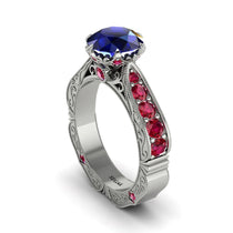 Sapphire Victorian Scroll Engagement Ring - Kehlani No. 60 image 1