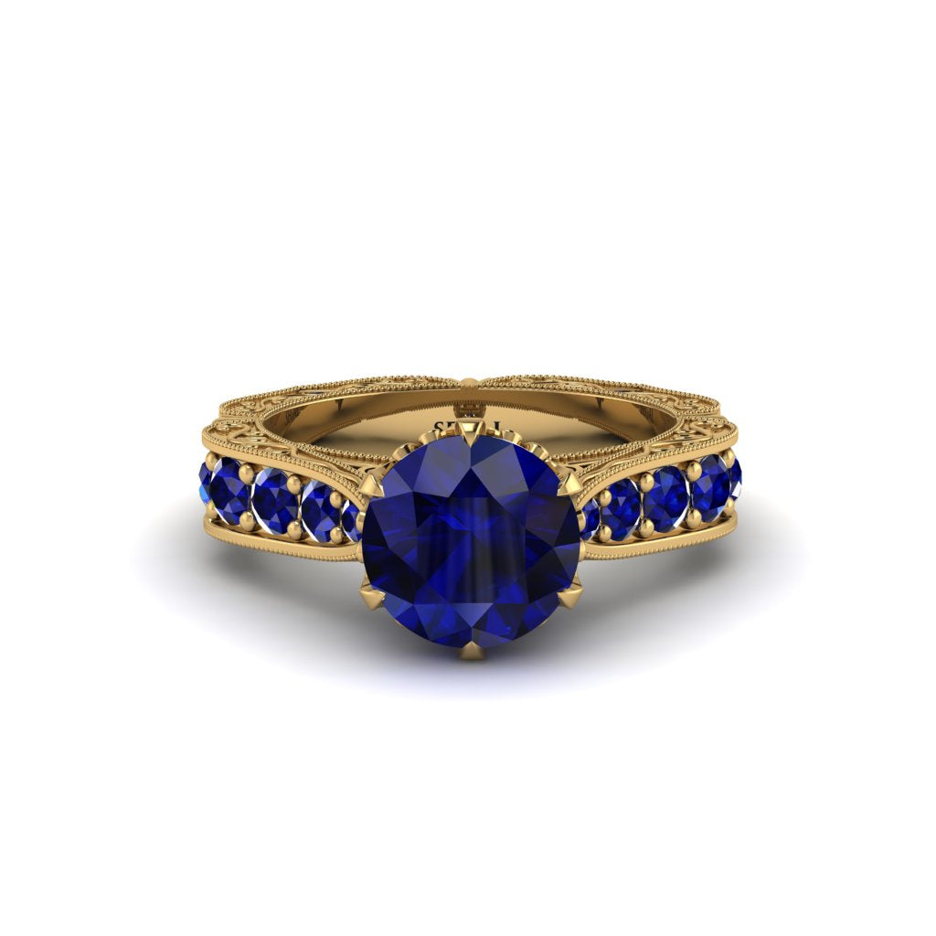 Sapphire Victorian Scroll Engagement Ring - Kehlani No. 73