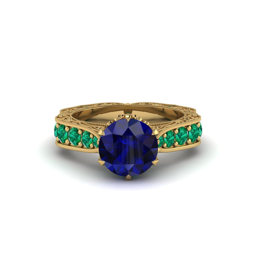 Sapphire Victorian Scroll Engagement Ring - Kehlani No. 28