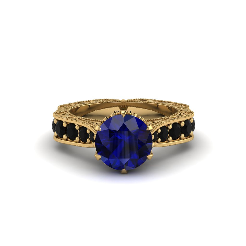 Sapphire Victorian Scroll Engagement Ring - Kehlani No. 43