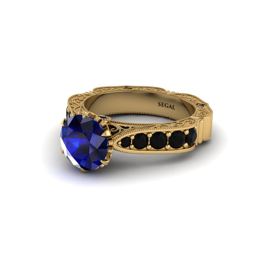Sapphire Victorian Scroll Engagement Ring - Kehlani No. 43