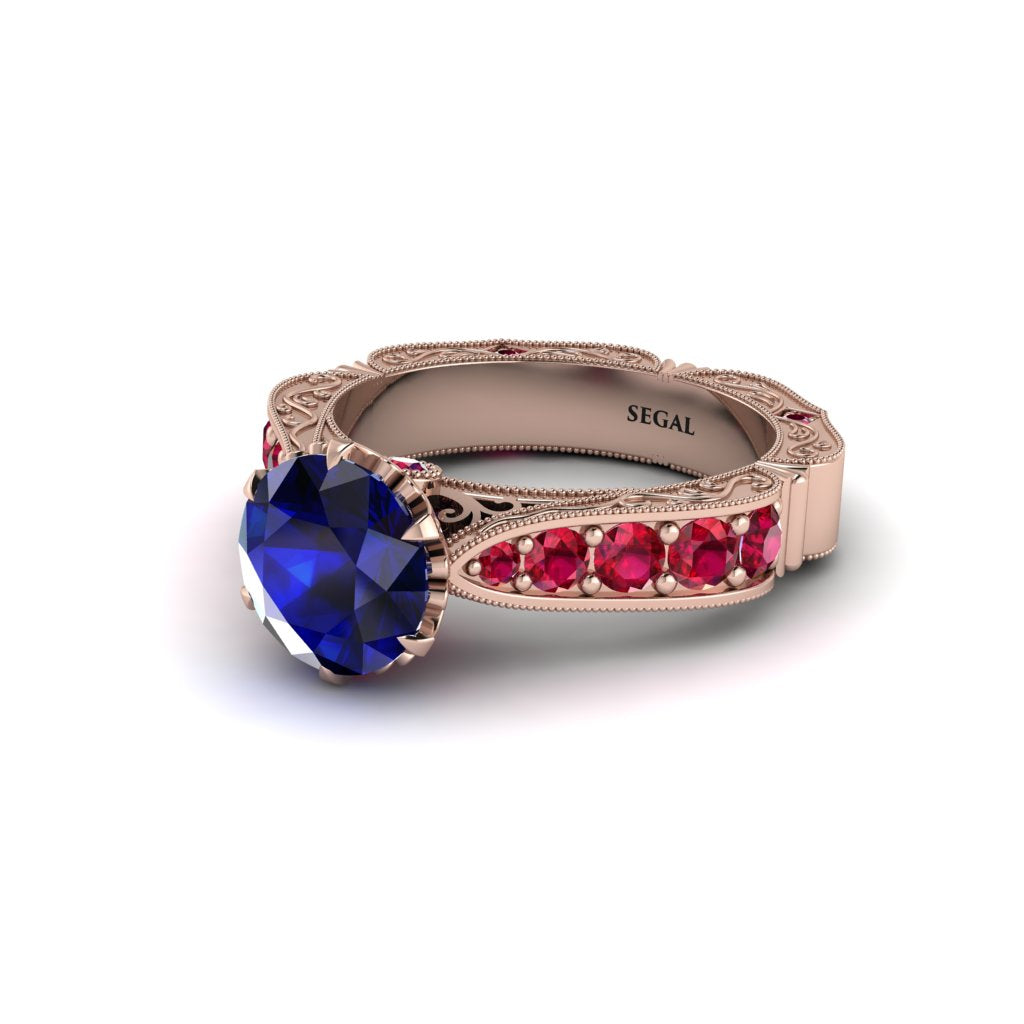 Sapphire Victorian Scroll Engagement Ring - Kehlani No. 59