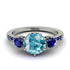 Vintage 3 Stones Aquamarine Ring With Micro Pave - Luna No. 412