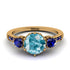 Vintage 3 Stones Aquamarine Ring With Micro Pave - Luna No. 410