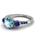 Vintage 3 Stones Aquamarine Ring With Micro Pave - Luna No. 412