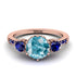 Vintage 3 Stones Aquamarine Ring With Micro Pave - Luna No. 411