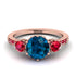 Vintage 3 Stones Blue Topaz Ring With Micro Pave - Luna No. 514