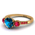Vintage 3 Stones Blue Topaz Ring With Micro Pave - Luna No. 513