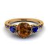 Vintage 3 Stones Brown Diamond Ring With Micro Pave - Luna No. 1110
