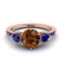 Vintage 3 Stones Brown Diamond Ring With Micro Pave - Luna No. 1111