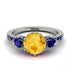 Vintage 3 Stones Citrine Ring With Micro Pave - Luna No. 612