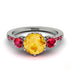 Vintage 3 Stones Citrine Ring With Micro Pave - Luna No. 615