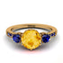 Vintage 3 Stones Citrine Ring With Micro Pave - Luna No. 610