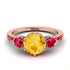 Vintage 3 Stones Citrine Ring With Micro Pave - Luna No. 614